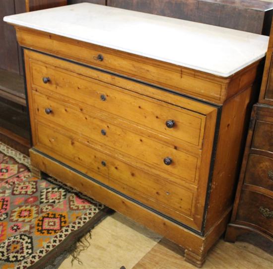 Pine marble top chest of drawers